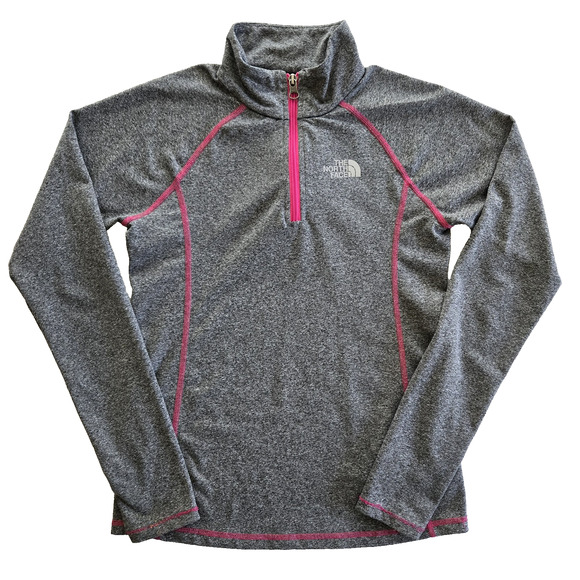 The North Face Pullover Girls M Heather Gray Quarter Zip Athletic Casual Outdoor - Picture 1 of 13